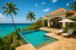 A breathtaking luxury oceanfront villa in Curaçao with an infinity pool overlooking the turquoise Caribbean Sea