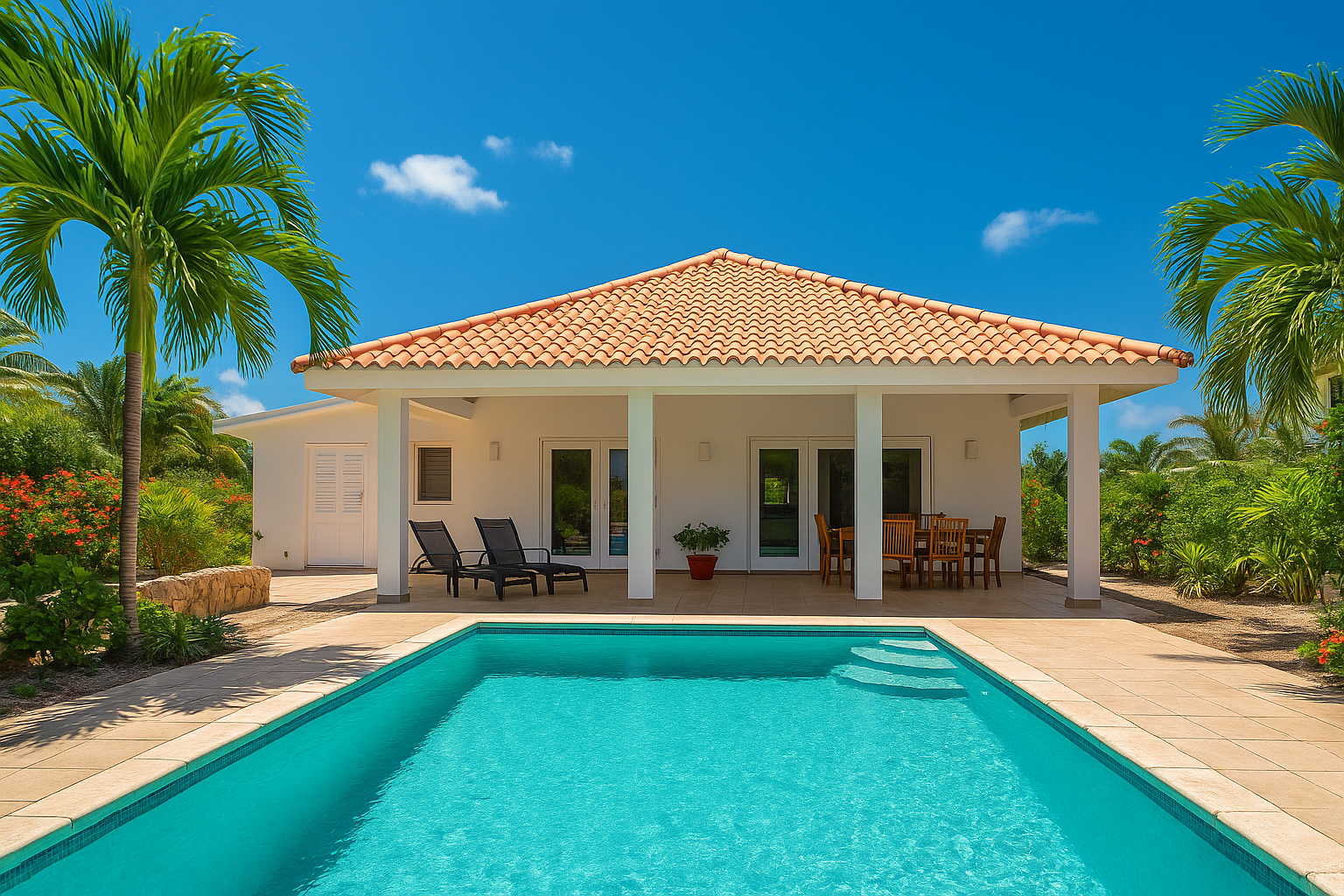 Spacious family-friendly villa in Curaçao with a private pool, tropical garden, and sunny terrace, ideal for group vacations