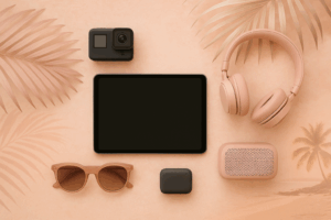 Bright-colored hardshell suitcase on an airport carousel, ready for a trip to Curaçao. Carry-On Trolley